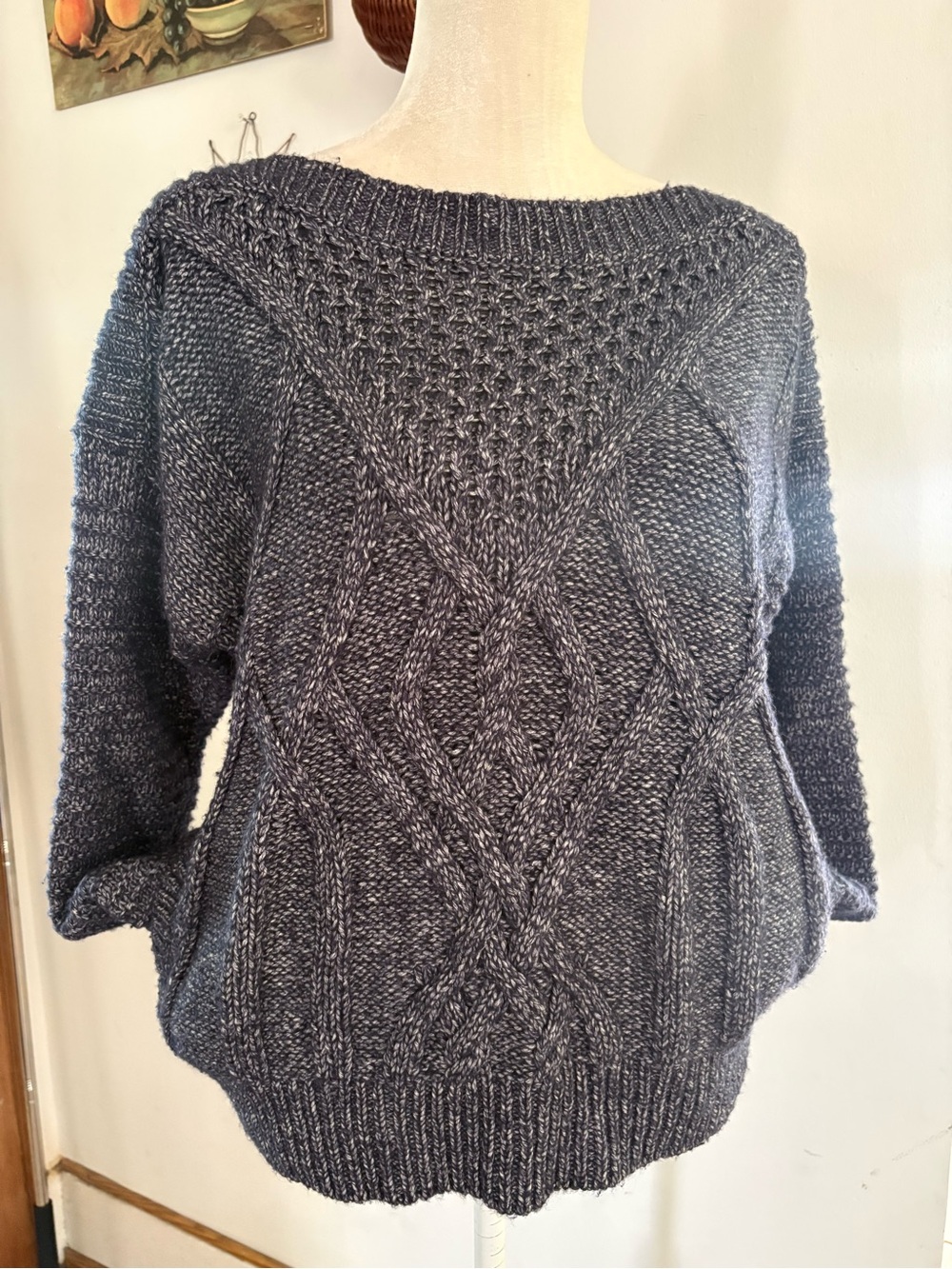Victoria’s Secret Chunky Knit Cable Sweater - navy blue Ssz